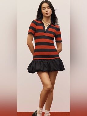 Maeve Bubble-Hem Twofer Mini Dress